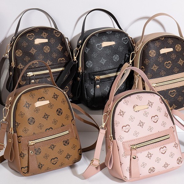 2026 New Vintage Print Mini Backpack for Women, Fashionable Versatile Small Backpack, Student School Bag, Crossbody Bag