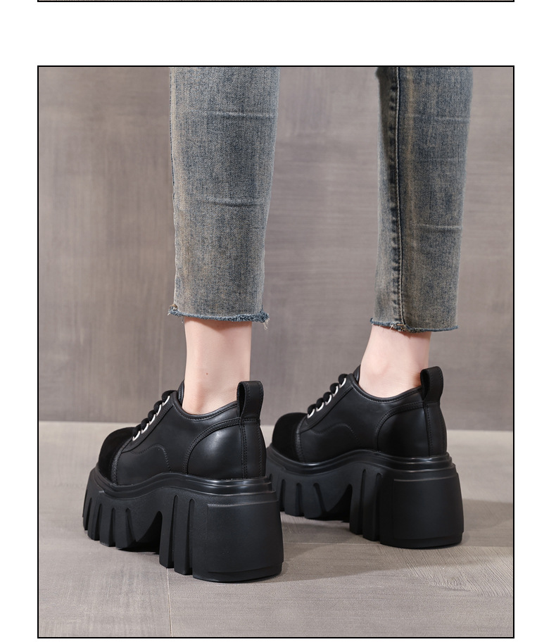 Giày loafer nữ đế xuồng platform tăng chiều cao 9 cm — màu nâu chi tiết 13