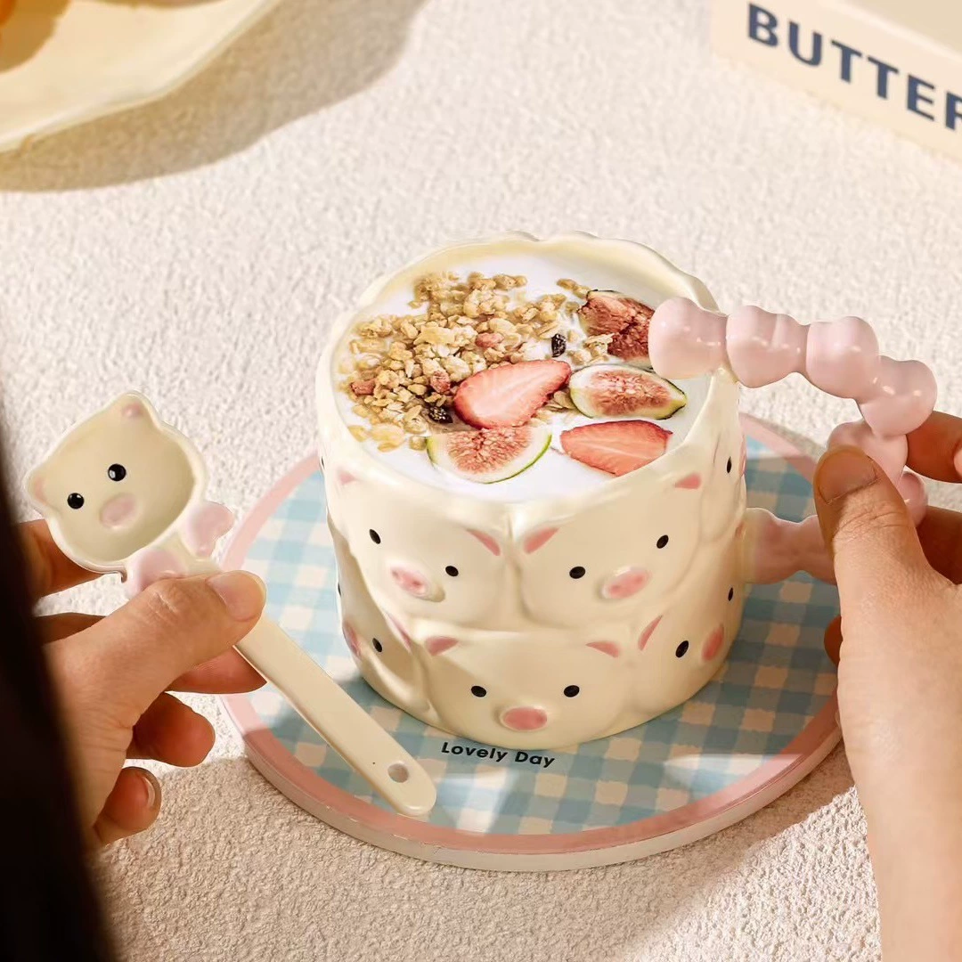 Cute cute pet cartoon mug high-looking office water cup coffee cup couple breakfast cup