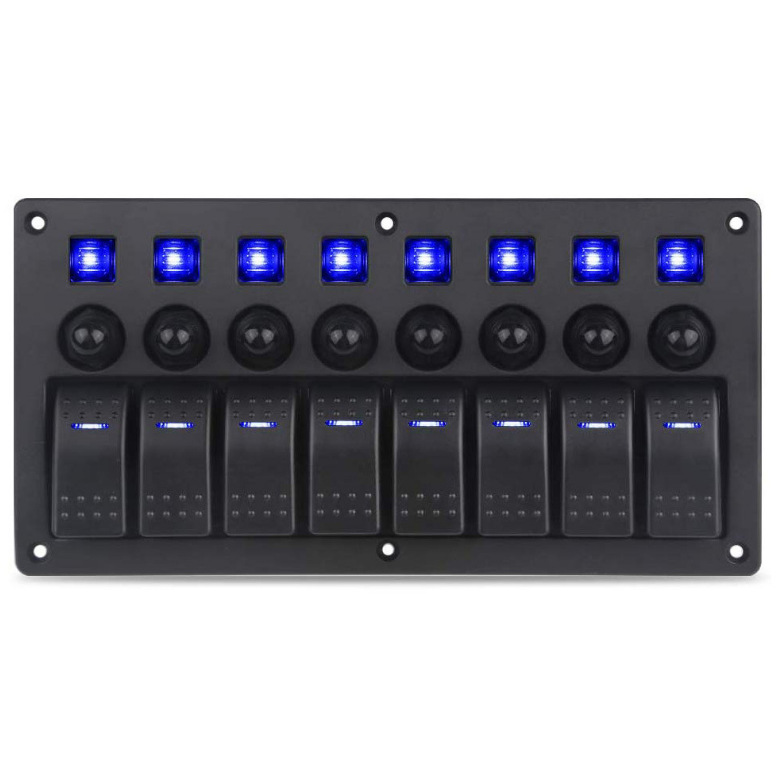 房车8位汽车游艇轮船控制面板组合开关组合LED灯带过载保护器