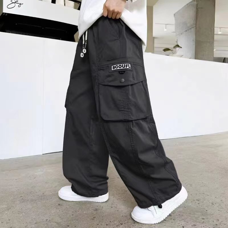 男の子用ワークパンツ 春秋物 2025年新作 子供用パンツ ゆったりカジュアルパンツ 中高生向けツイルスポーツパンツ|undefined