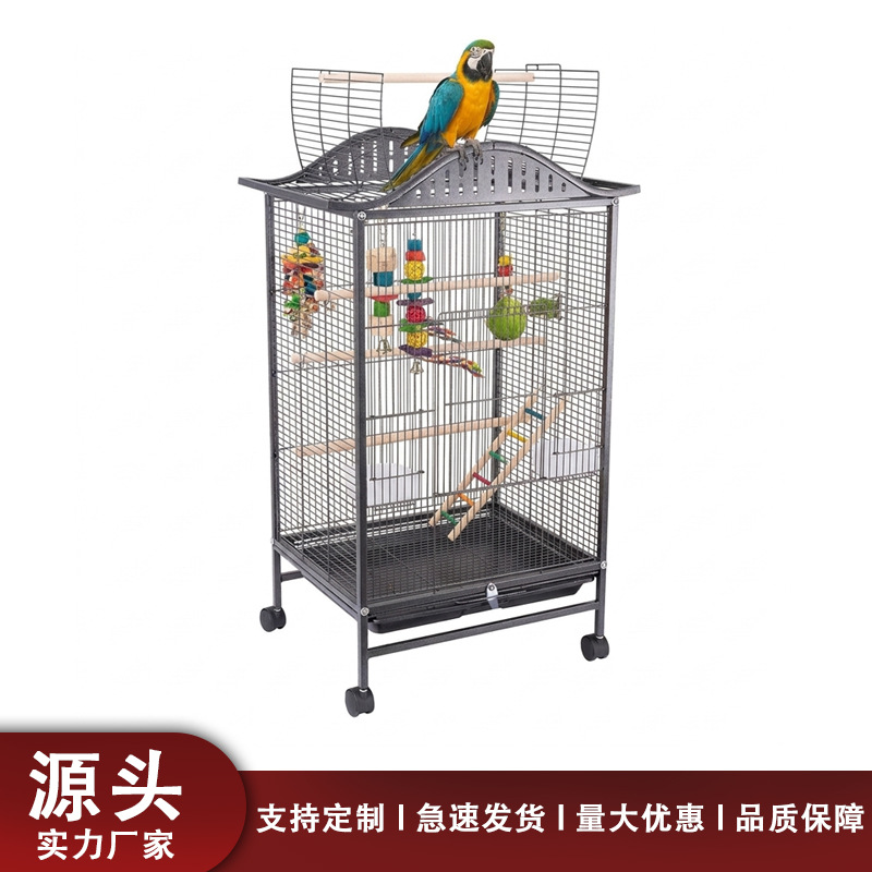 鸟笼多功能铁艺宠物鹦鹉笼加厚材质 带万向轮360度自由移动鹦鹉笼