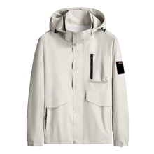 设计师原创秋季男式连帽工装冲锋衣茄克加肥加大码潮流肥佬休闲新