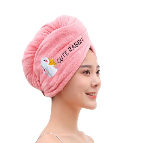 Hair Dryer Cap Bath Cap Women High Density Double Layer Thickened Super Absorbent Head Scarf Long Hair Cartoon Embroidery Hair Dryer Wholesale 