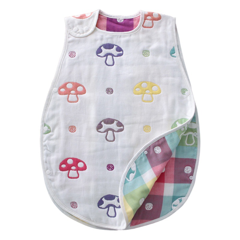 Cotton Six-layer Gauze Baby Sleeping Bag Children's Kick-proof Quilt to Accompany His Baby's 60-strand Class A Mushroom Sleeping Bag