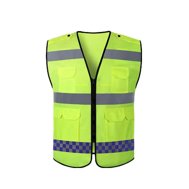 chaleco de seguridad reflectante chaleco de malla de bolsillo ventilado de tela Oxford rescate de carretera chaleco reflectante personalizado LOG