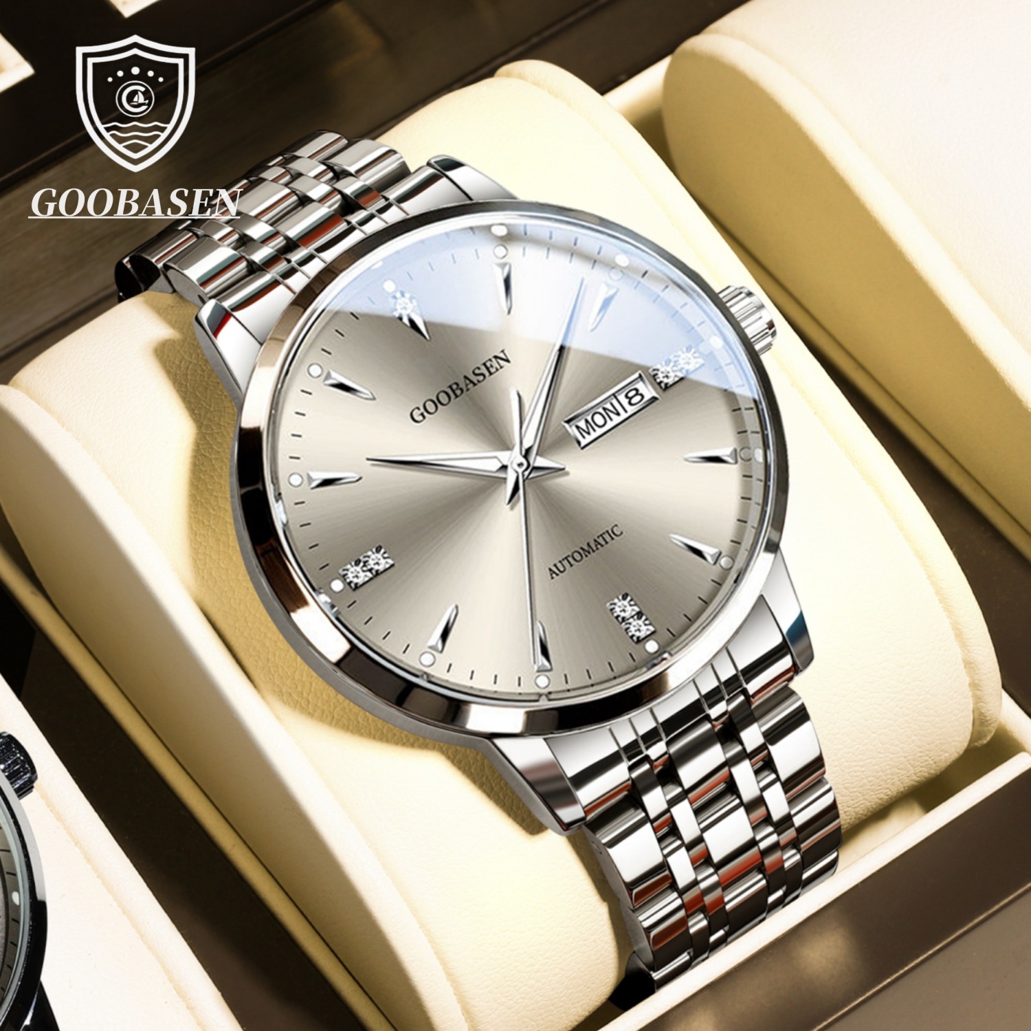 Gubaisen diamond explosions high-end men's watches through the bottom imitation mechanical watch trembles live foreign trade a generation of hair