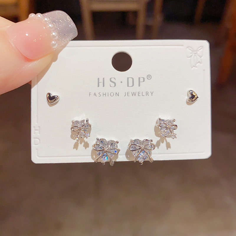 14K Gold Plated Plating Material 1 Set Sweet Bow Knot Copper 14K Gold Plated Ear Studs