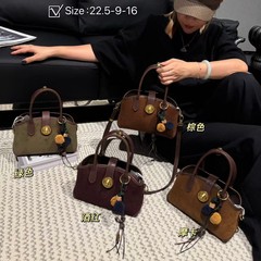 复古真皮磨砂时尚手提贝壳包包女2025秋冬新款百搭精致单肩斜挎包
