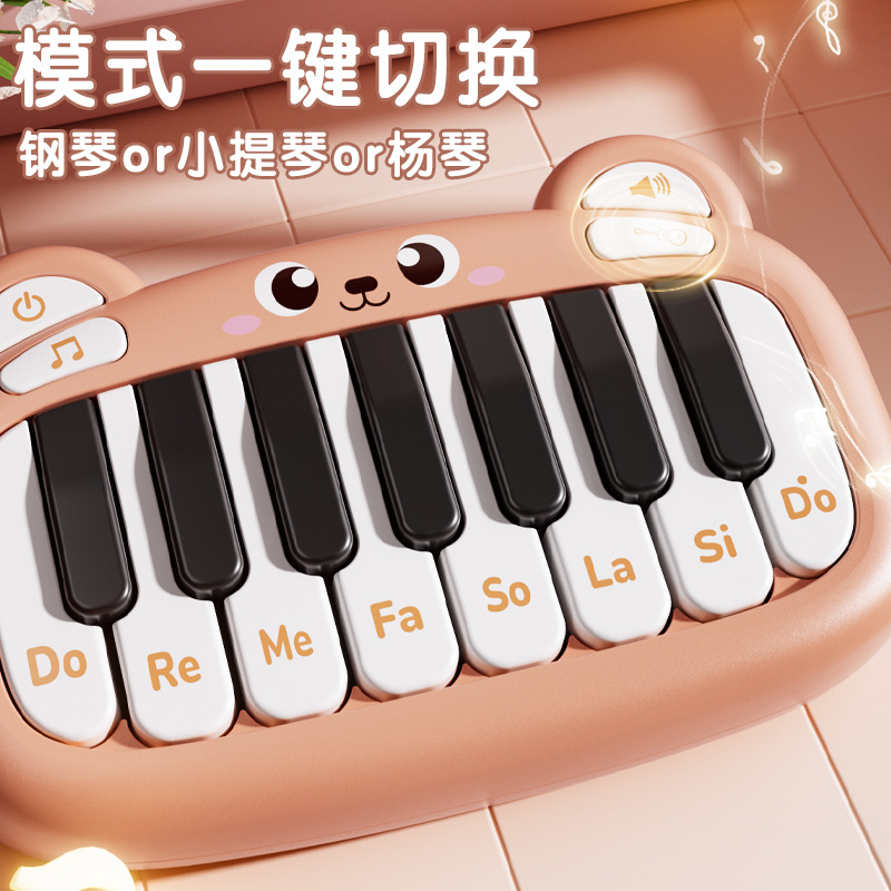 Cartoon Pocket Electronic Instruments Juguetes para niños Teclado mini luminoso Piano con altavoces de muñeca