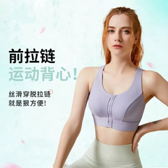 イゼルフロントジッパースポーツブラ女性の高強度耐衝撃ランニング大きいサイズブラジャー固定胸パッドヨガベスト