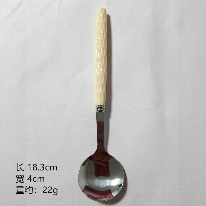新款塑料手柄不锈钢勺叉高颜值糖果色不锈钢勺叉家用创意西餐叉勺|undefined