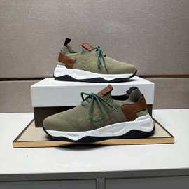 原标原盒欧洲站新款牛皮拼接帆布系带透气休闲板鞋外贸男鞋广州货