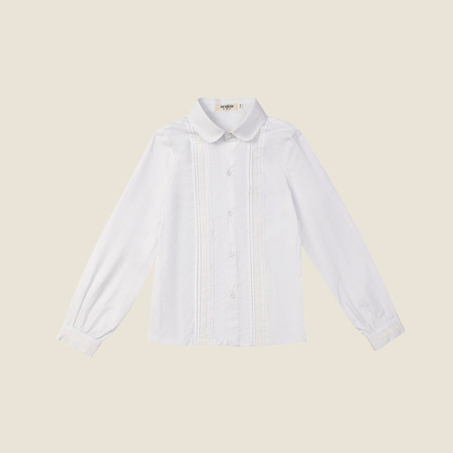 Children's Shirts Light Blue Lace Ruffle Long Sleeve English Style Embroidered White Collar Guoguo Class Unisex Children's Shirts Casual