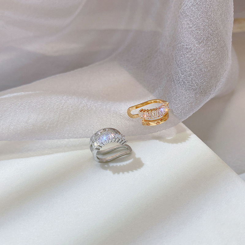 Youjin designer golden double-layer zircon auricle without piercing cross-border wholesale cold wind elf ear bone clip