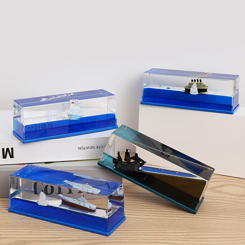 creative cruise ship sailing fluid drift bottle liquid floating pirate ship decompression decoration oil drop hourglass student gift