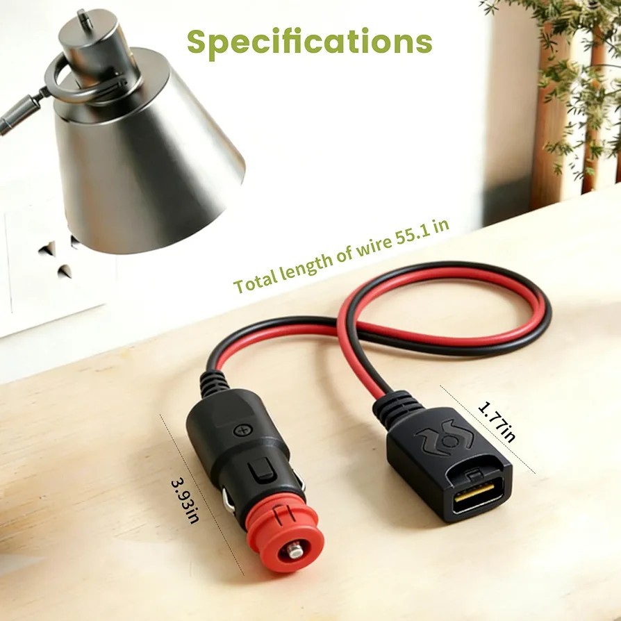 12V Cigarette Lighter Adapter Suitable for Ctek Battery Charger Ctek Plug, Permanent Connection