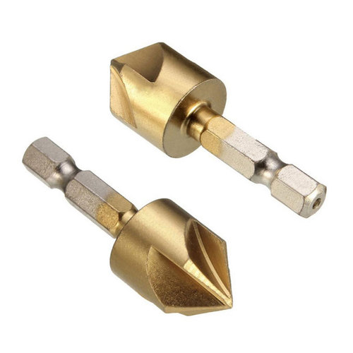 Six-piece set of 90-degree hexagonal handle five-edged chamfering tool 6mm-19mm chamfering knife countersink drill woodworking hole opener