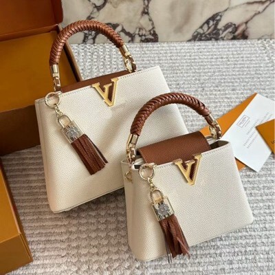 Foreign Trade Export Order Capucines Single-Shoulder Crossbody Bag, Color-Blocked Lychee Pattern Handbag, Killer Bag, Lady's Bag Foreign Trade Export Order Capucines Single-Shoulder Crossbody Bag, Color-Blocked Lychee Pattern Handbag, Killer Bag, Lady's Bag