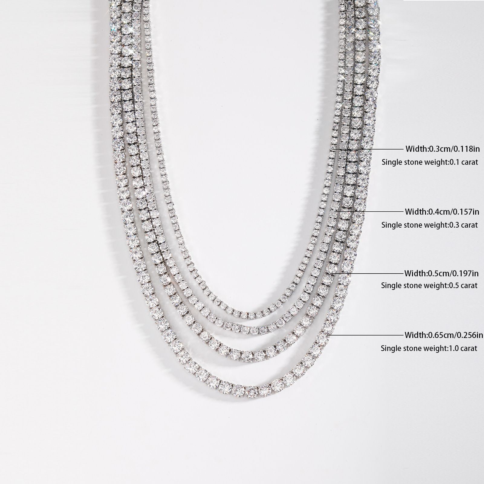 Twin 925 Silver Moissanite Long Star River Necklace