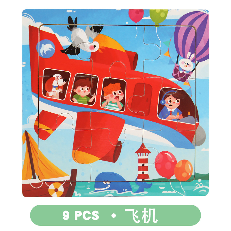 Rompecabezas de madera transfronterizo para niños juguetes educativos jardín de infantes educación temprana 9 piezas rompecabezas 3-6 rompecabezas de color cognitivo para bebés