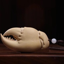 螃蟹钳子挂件小叶黄杨木雕手把件文玩雕刻工艺品雕花根雕E18