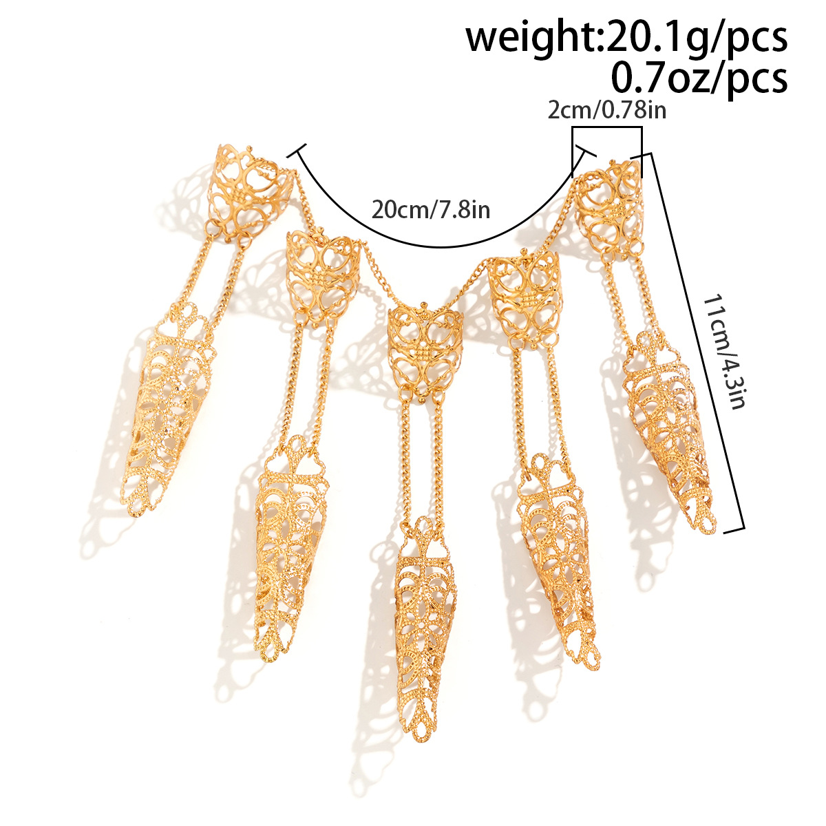 Bracelet chaîne à griffes de doigt Punk, anneaux de pointe d'ongle, motif creux, griffes de doigt de reine ancienne pour femmes et filles, Halloween Cosplay_voghion.com