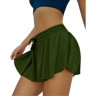 2022 summer new European and American women's clothing foreign trade hot elastic sports anti-light shorts sports yoga shorts