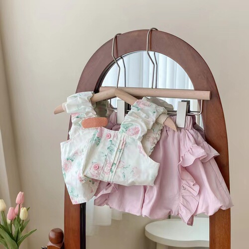 Girls summer suit Korean style small children fashionable floral suspender top baby girl summer dress bud pants two-piece set