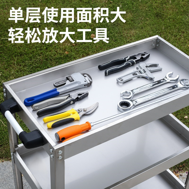 Vehículo de herramientas de acero inoxidable multifuncional reparación automotriz de tres capas gabinete de herramientas de automóviles reparación automotriz estante móvil carro pequeño
