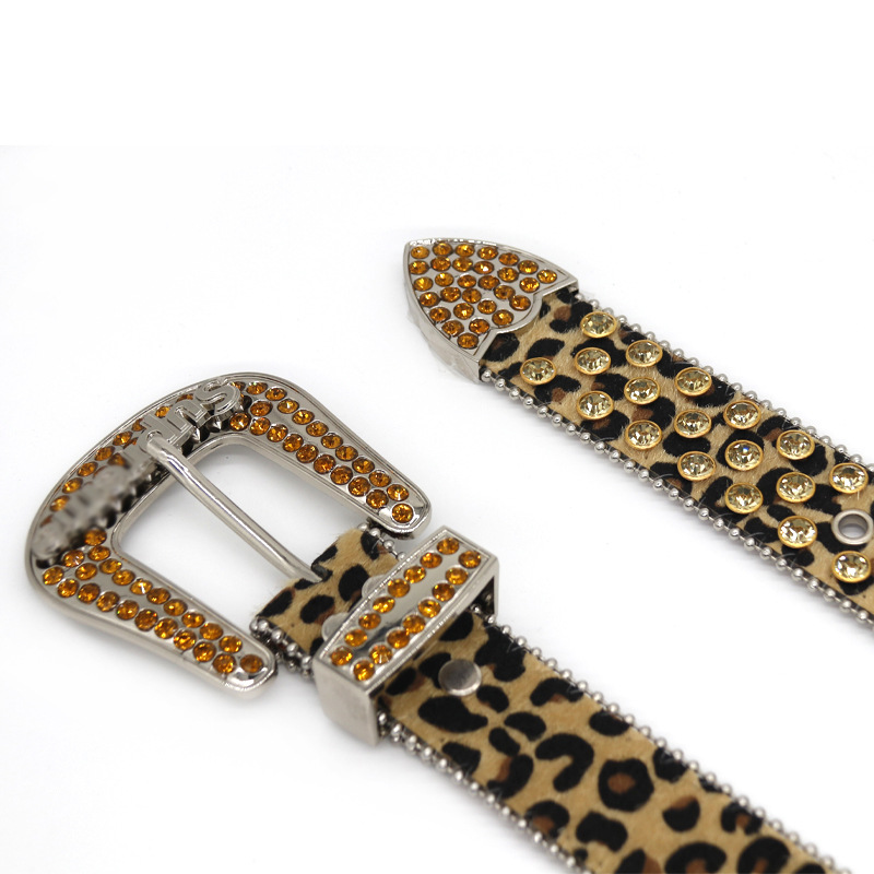 Guangzhou cinturón de diamante masculino, cinturón de leopardo femenino, moda punk, personalidad, letras, tendencia, cinturón de accesorios supremos