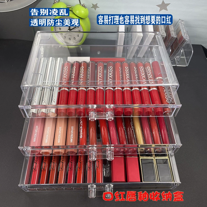 Acrylic Makeup Organizer Box, Stackable 1–3 Layers, Lipstick & Eyeshadow Storage, Compact