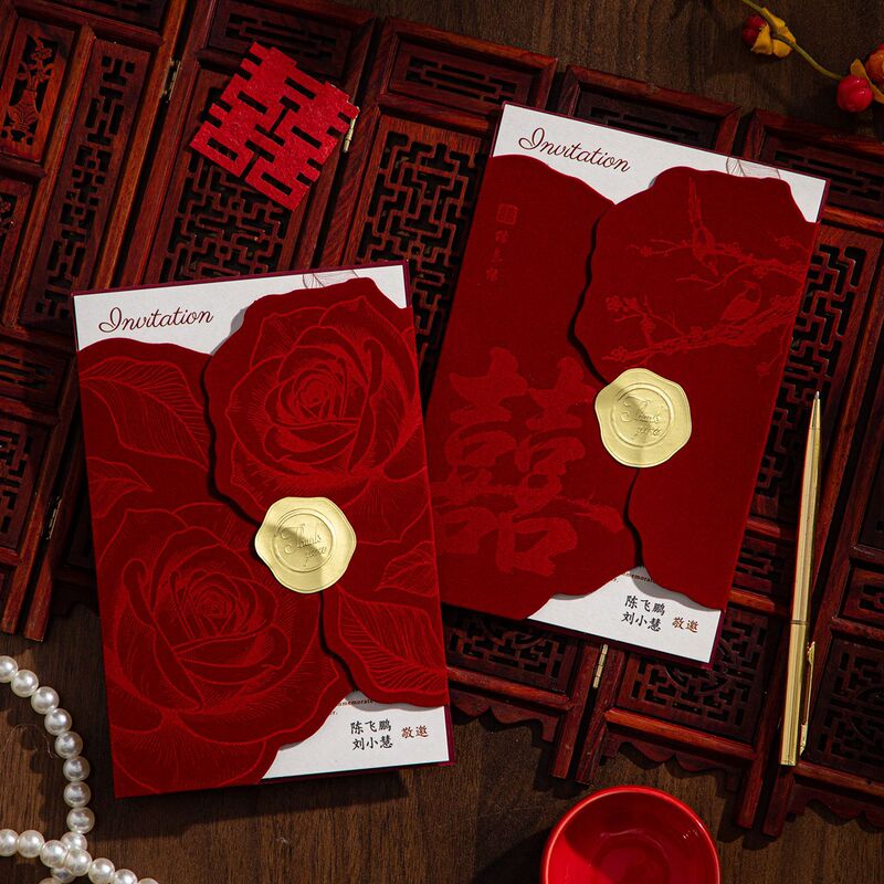 New Velvet Fabric Wedding Invitations, Chinese-Style Wedding Cards, High-End Wedding Invitations, Printed Thank You Cards, Bridal Invitations Wholesale
