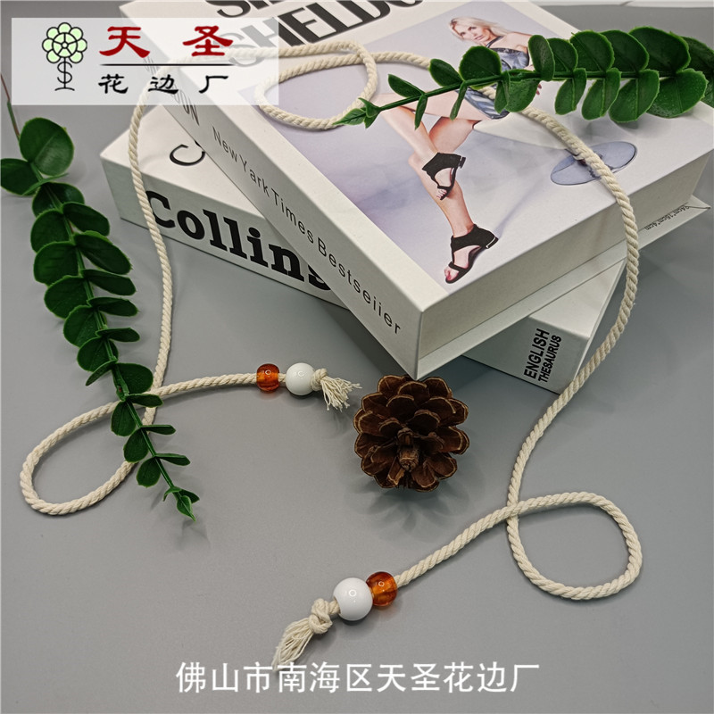 手工手钩 复古文艺裤子裙子装饰腰绳 腰链 编发发带 休闲百搭棉绳