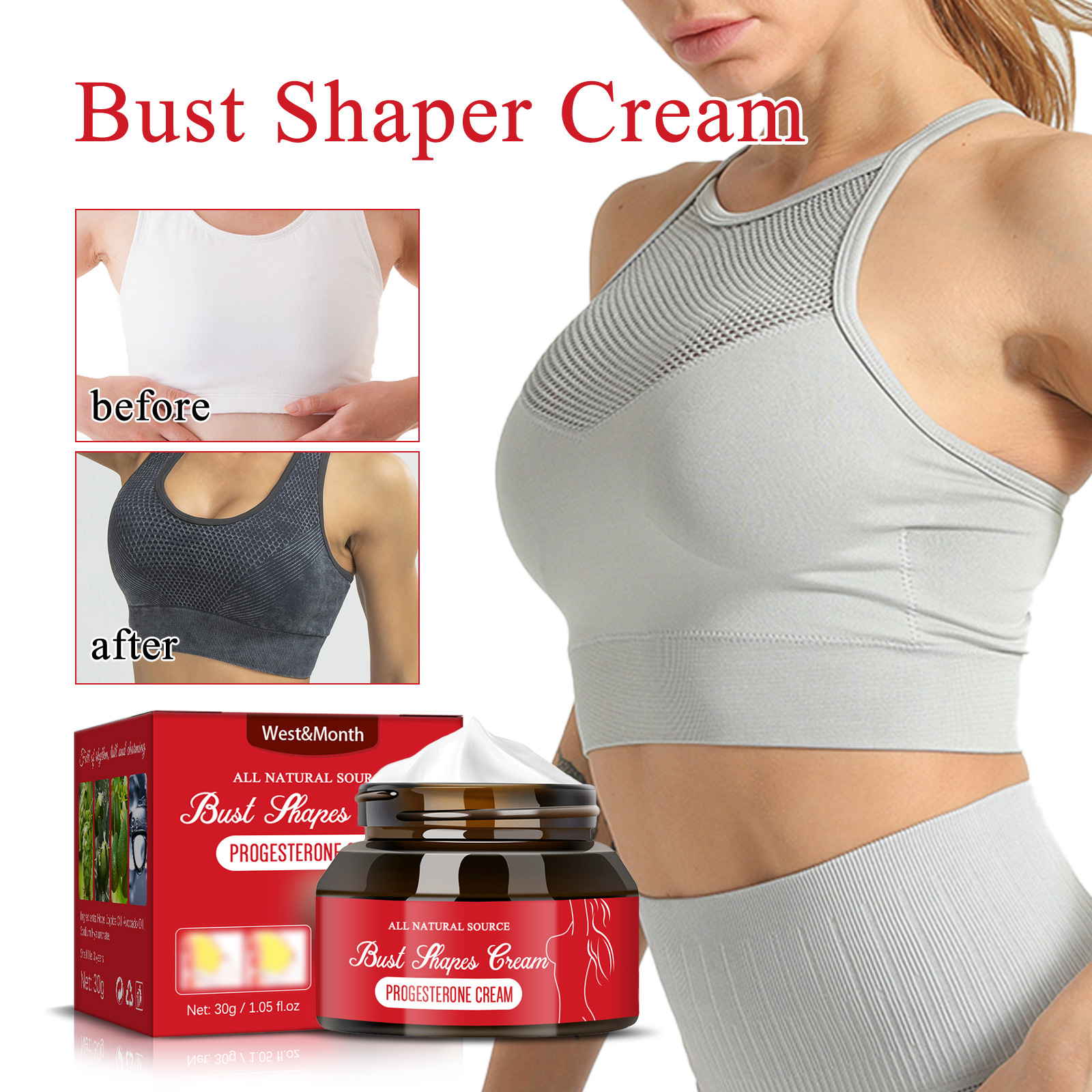 Chest West&Month, massaggio rassodante da donna, crema di bellezza per un seno forte e ricco_voghion.com