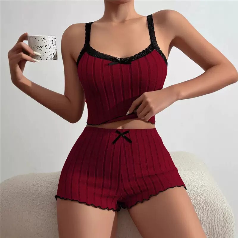 New Foreign Trade Hot-Selling Product on Aliexpress and Amazon, New Cross-Border Women's Loungewear, Sexy Solid Color Ribbed Design New Foreign Trade Hot-Selling Product on Aliexpress and Amazon, New Cross-Border Women's Loungewear, Sexy Solid Color Ribbed Design