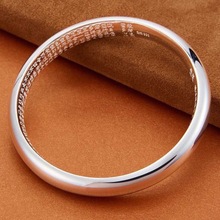 新中式闭口心经手镯女白铜精工磨砂光面实心素圈贵妃镀999银镯子