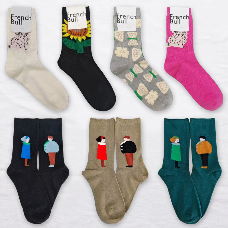 New Japanese-Style Frenchbull Socks for Women, Mid-Calf, Forest Style, Cartoon Cat, Bow, Cute, Versatile, Trendy Socks New Japanese-Style Frenchbull Socks for Women, Mid-Calf, Forest Style, Cartoon Cat, Bow, Cute, Versatile, Trendy Socks