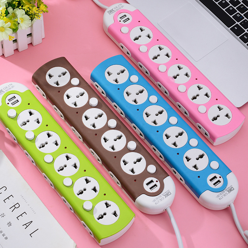 工厂批发桌面插座面板家用宿舍多功能插排带线多孔电源插线板