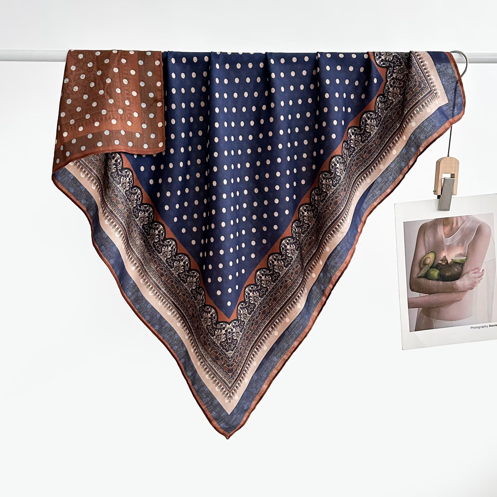 Damen Baumwoll Leinen Quadrat Schal Mit Samthaptik Zweiseitig_voghion.com