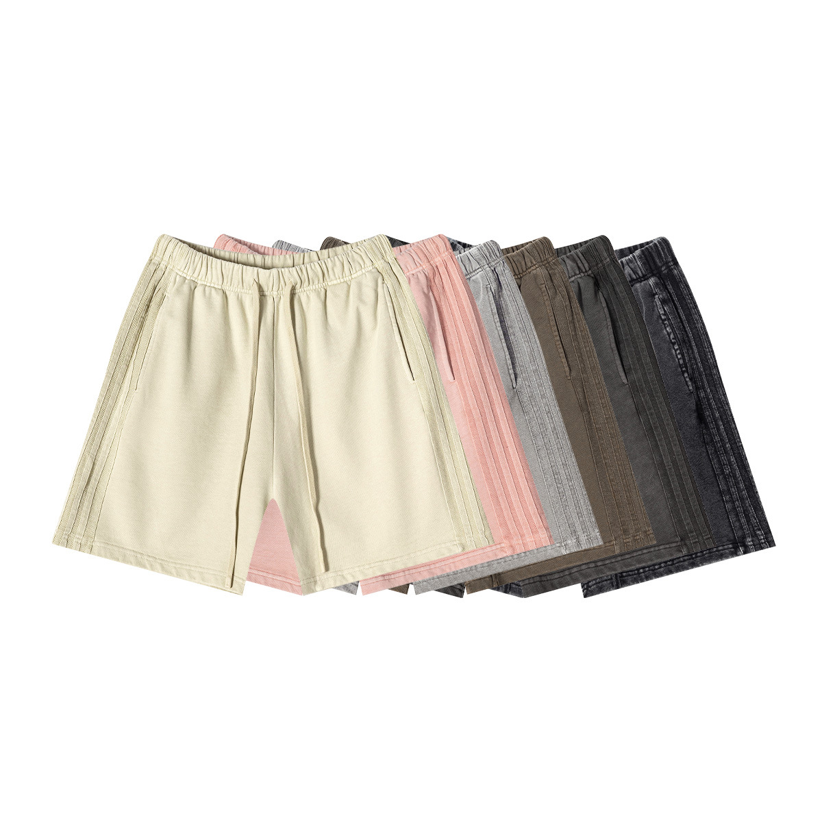 Marca de tendencia de verano pesada 350G pantalones de empalme de cinco puntos para hombre de verano puro algodón simple pantalones deportivos sueltos para hombre
