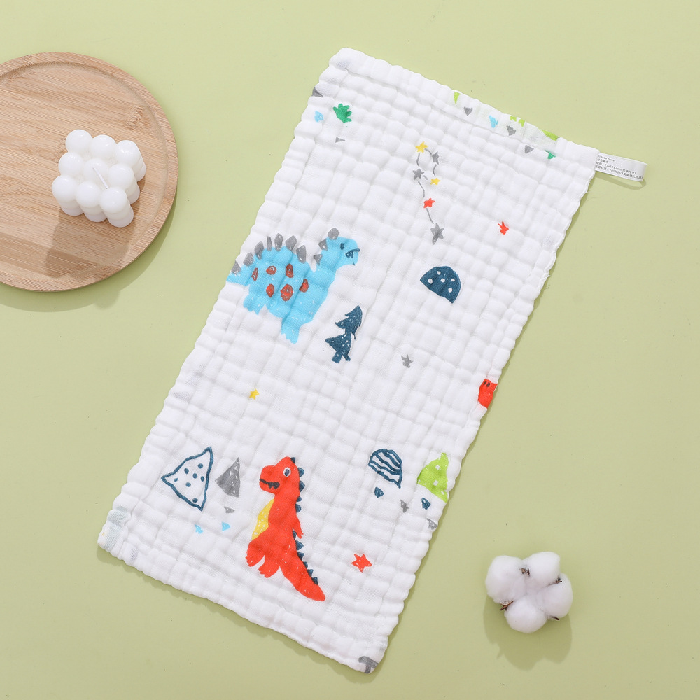 Six-layer Square High-density Cotton Baby Face Cartoon Gauze Drool Towel Printed Small Handkerchief_voghion.com