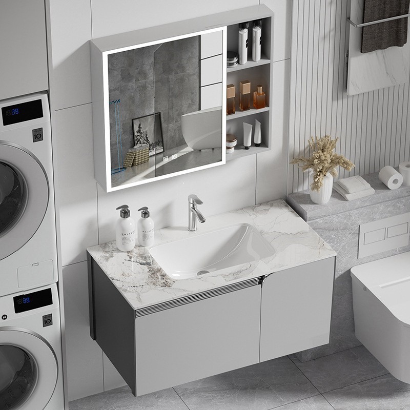 gabinete de baño de aire crema lavabo combinado lavabo de baño lavabo de cerámica integral lavabo lavabo gabinete espejo inteligente lavabo gabinete