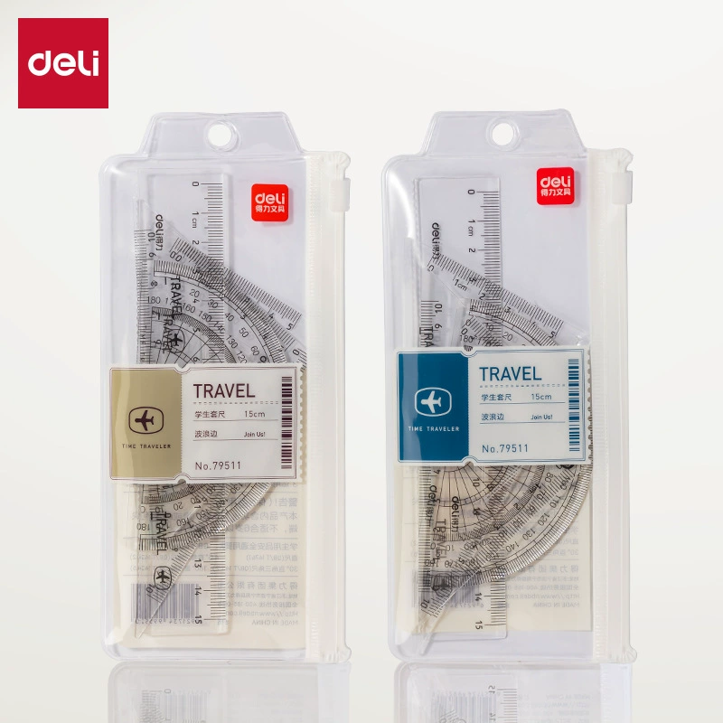 Student Geometry Set (Deli 79511) Transparent 15 cm, Compact Zip Case