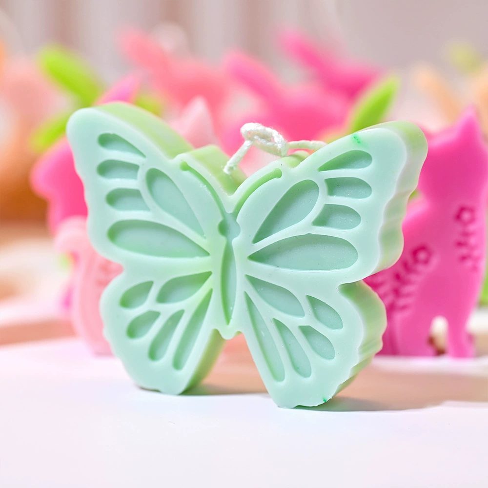 Rabbit, silicone mold, candle with butterfly, flowered, handmade