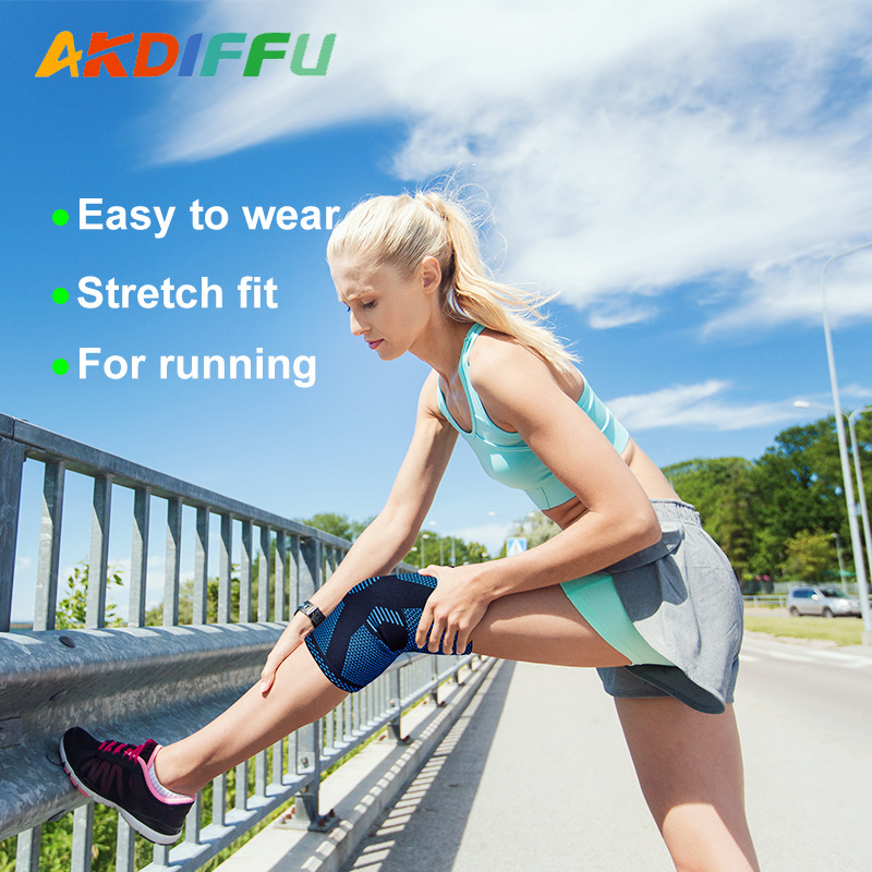 Equipo de protección de ciclismo unisex de cuatro lados elástico de punto rodillera en cuclillas almohadilla de la rodilla de nylon corriendo deportes rodillera pie cesta fila