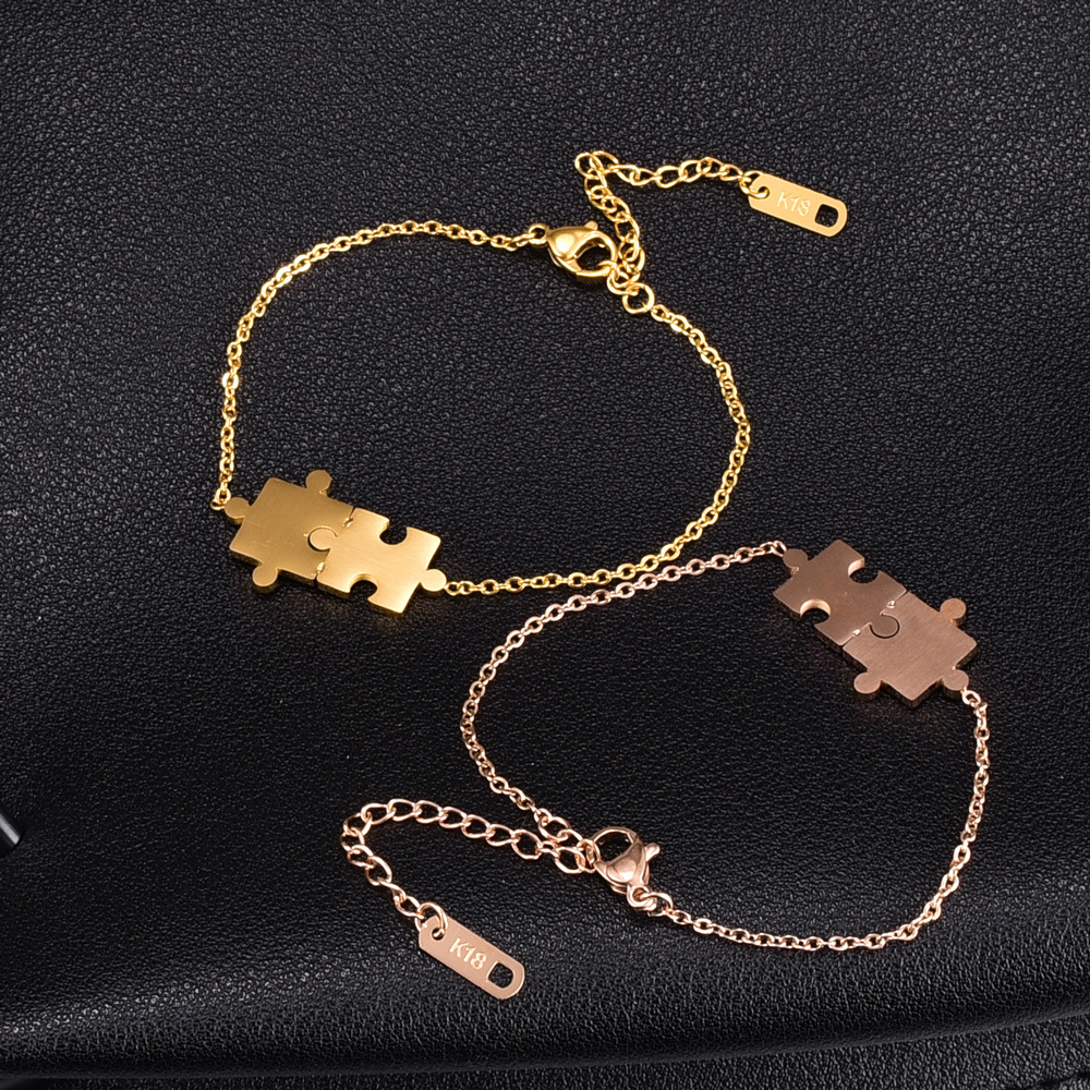 Bracelet En Acier Au Titane De Puzzle De Couture Artisanal De Mode En Gros display picture 5