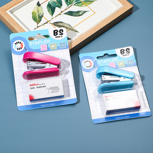 Wholesale stapler primary school student stationery gift stapler cross-border set cartoon style office mini stapler