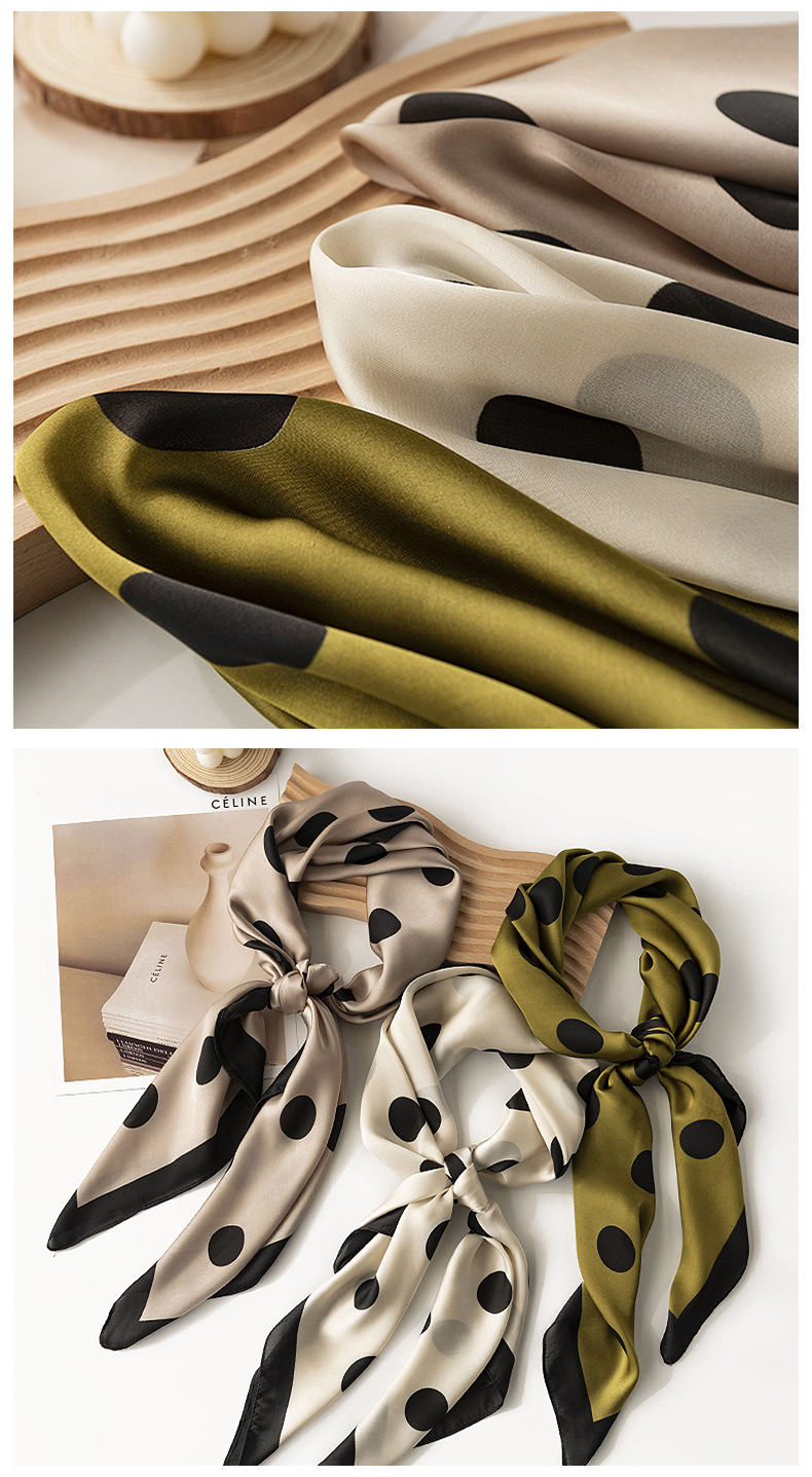 Polka Dots Pattern Spring, Autumn Season Women'S Gender Retro Style Women's Retro Polka Dots Polyester Silk Scarves