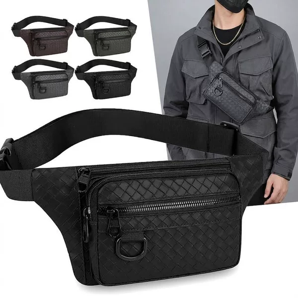 Multifunctional PU leather waist bag, multi-layer phone pouch, crossbody bag, casual style, wholesale, cross-border, unisex fashion waist bag